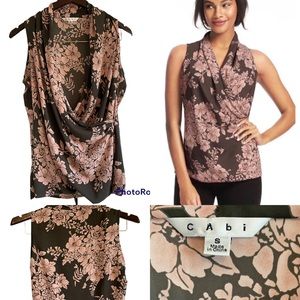 CABI‎ SLEEVELESS TOP STYLE 594 ROSEWATER FLORAL PRINT WRAP SIZE SMALL.